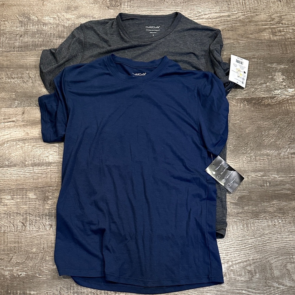 Cuddl Duds Men's  Navy‎ and Charcoal Short Sleeve Tees